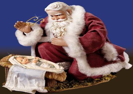 Santa and baby - christmas, santa, cradle, baby