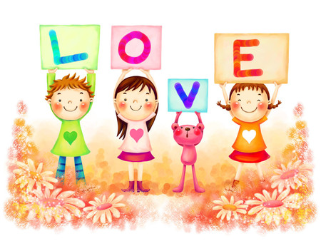 Love - love, valentine, children, cartoon