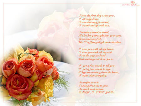 I Love You - love poem, bouquet of roses, flowers