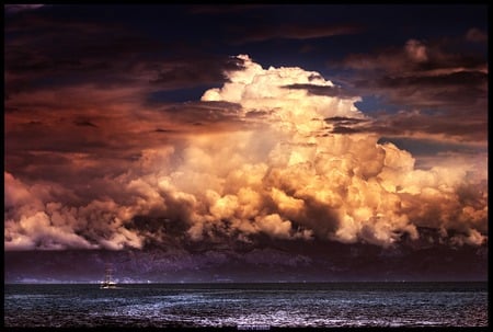 Olympus - storm, clouds, amazing, ship, mediterranean, sea, ocean, giant, sailing, awesome, waves, mountains, cloudscape, seascape, sky, croatia