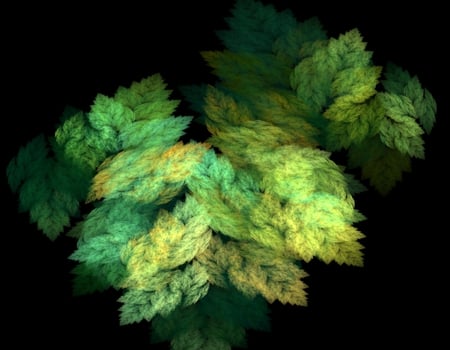 Spring leaves - black, green, fractal