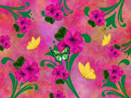 Deep Spray Of Pink - deep, spray, pink, butterflies