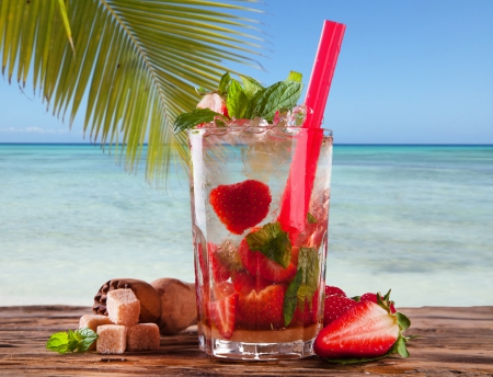 Summer Cocktail - nature, ocean, fruits, cocktail, summer time, summer, sea