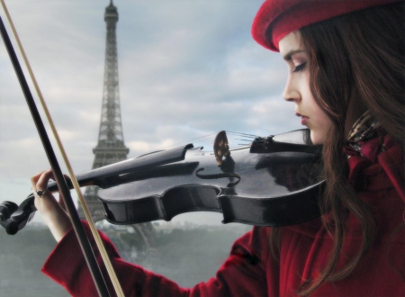 Melody in Paris - music, violin, paris, girl