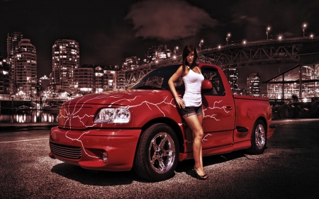 babe and car - babe, car, sexy, heels