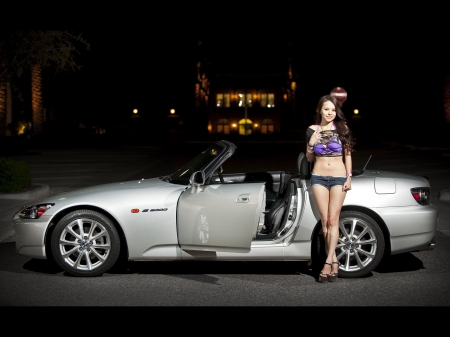 babe and car - babe, car, sexy, heels