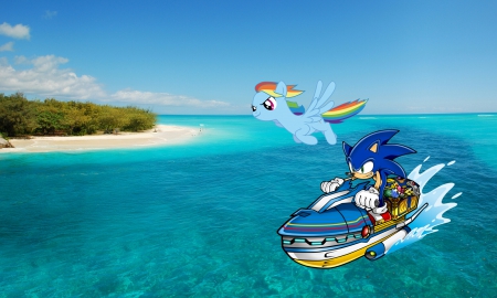 Adventures at Sea - sega, rainbow dash, cartoons, friendship is magic, my little pony, tv series, video games, sonic the hedgehog