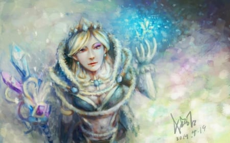 Crystal Maiden - Crystal Maiden, game, Sketchy Fan, blue, pink, dota2, fantasy, digital, woman, art, gril