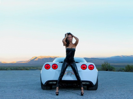 babe and car - babe, sexy, legs, heels