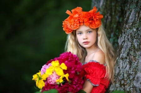 The princess of flowers - flowers, girl, blonde, beauty, princess