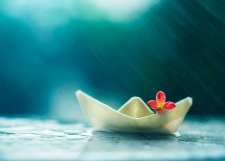 Little boat and summer rain - summer, rain, dreams, boat