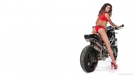 babe and bike - babe, sexy, legs, heels