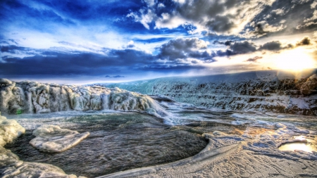 superb glacier landscape hdr - mountains, water, clouds, icemglacier, hdr