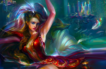 Fantasy girl - beautiful, girl, cg, colorful, fantasy, digital, woman, fine, art, wallpaper