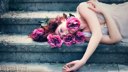 abandonment - beauty, lying, rose, flower