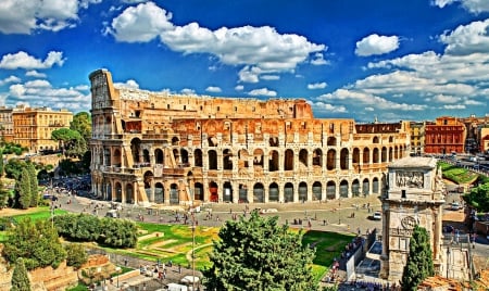 Rome_Coliseum-Italy - Rome, Anfiteatro Flavio, monument, town, Coliseum, city, Italia, Architecture, view, Colosseo, landscapes, panorama, italy, antique, ruins, Roma