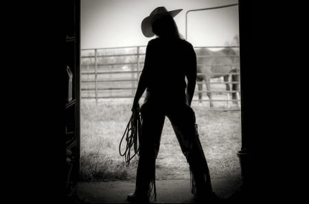 Cowgirl In Her Barn - women, fun, female, actors, barns, girls, cowgirls, rodeo, horses, ranch, movies, famous, westerns