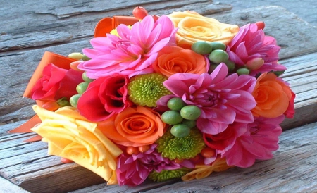 Flowers - roses, dahlia, arrangement, bouquet, colors