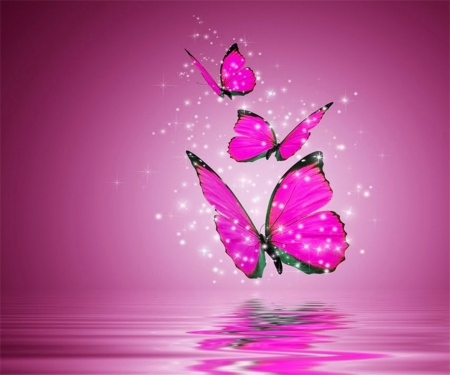 Sparkle Flutter Pink - butterflies, bright, pink, reflecting, abstract, colorful