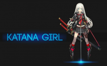 katana girl - anime, parts, mecha, katana, school, girl, uniform