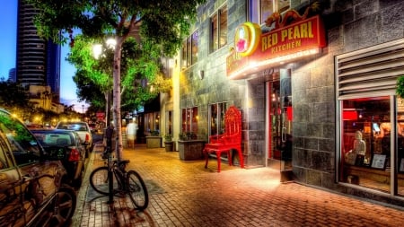 chinese restaurant in san diego hdr - street, sidewalk, hdr, entrance, city, restaurant