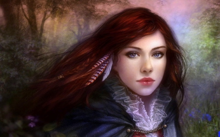 ~Search with Desire~ - woman, redhead, lips, people, hair, eyes, creative pre-made, face, painting, gorgeous, art, pretty, cool, digital art, brunette, paintings, lady, girl, models female, beautiful girls, lovely, love four seasons, weird things people wear, beautiful, portraits, colors, drawings