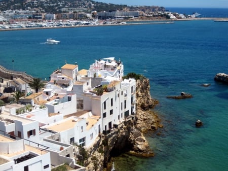 Ibiza Old Town, Dalt Vila - ocean, view, houses, mountain, harbour, photography, city, architecture