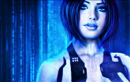 Fantasy girl - woman, girl, cortana, game, blue, league of legends, fantasy, ai