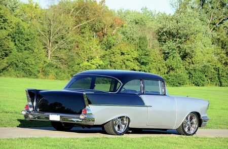 1957-Chevrolet - silver, classic, black, gm