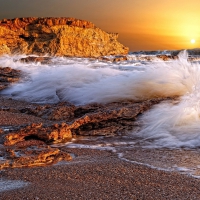 Ocean Waves at Sunset