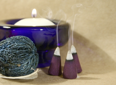 Scented Ambience - white, calm, candle, scented, blue, incense