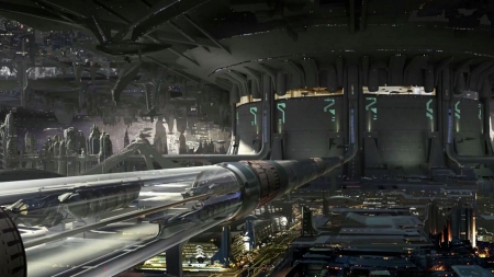 Coruscant's underworld - underworld, tube, transport, building