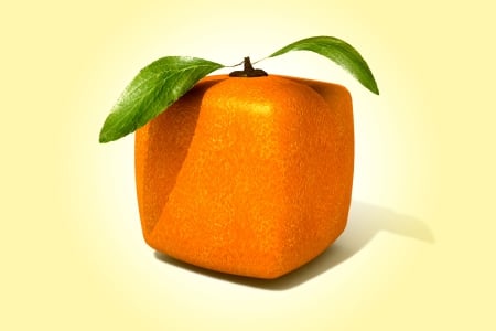 Orange Cube - square, 3d, orange, cube, fruit