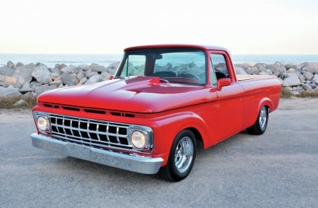 1963-Ford-F-100 - red, classic, truck, 1963