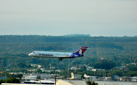 Hawaiian Jet Liner 1 - wide screen, usa, jet, scenery, landscape, hawaii, photo, photography