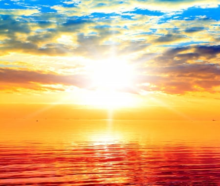 ♥Sea Sunset♥ - sea, sunset, sun, sky