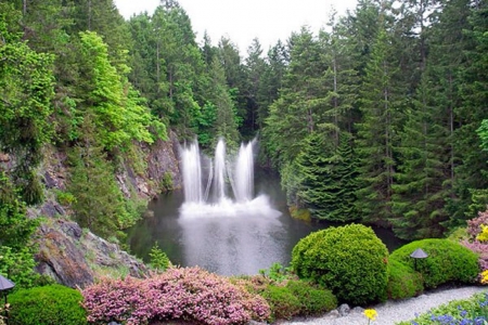 beautiful park waterfall - waterfall, garden, nature, park