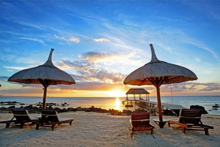 Mauritius Sunset - beach, paradise, tropical, sunset, sand, sea, relax, indian ocean