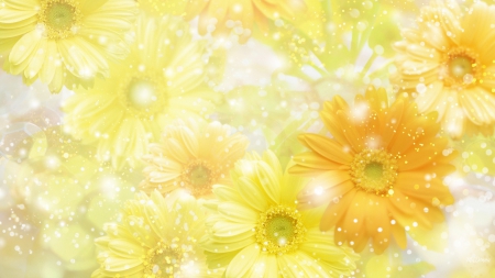 Daisy Dusting - gold, sparkle, glitter, yellow, gerbera, glows, shasta, sunny, flowers, daisies