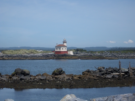 Coquille River Lighthouse - Ocean, Water, Lighthouse, Rocks