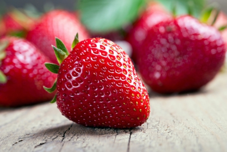 ♥Strawberry♥ - berries, fresh, strawberry, wood, sweet