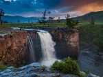 wonderful waterfalls into a river gorge