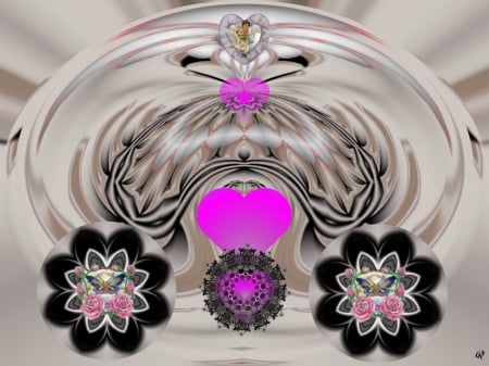 Black & Pink - eye candy, collage, 3d, fractal, abstract