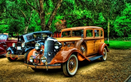 Rolls Royce - trees, classic, artwork, hdr, oldtimer, parking