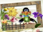 FUNNY BIRD WITH FLOWER