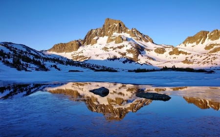 Snow Covered Mountain Reflection - nature, mountain, reflection, snow