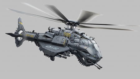 Helo Concept - helo, concept, rotors, guns, flying