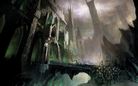 Souls of Zill O'll - fantasy, world, art, souls of zill o ll, game, castle, army, digital, bridge