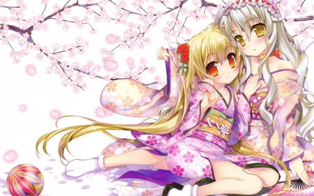 Friends forever - anime, branch, sakura, blossom, cherry, girl, pink, manga, couple, fujima takuya