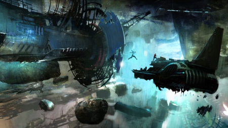 Trek Space Ship Concept Art - ship, people, space, concept, ruin